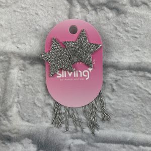 Sliving by Paris Hilton Silver Star Earrings FabFitFun Tassel Sparkly